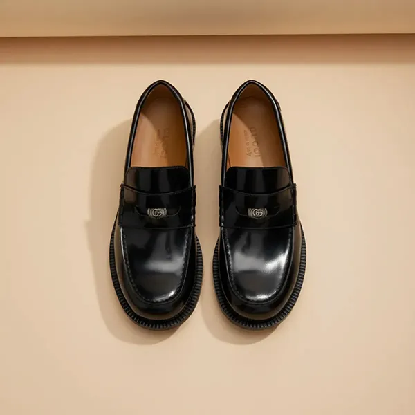 Giày Lười Nam Gucci GG Penny Leather In Black 831274 AAD7W 1000 Màu Đen Size 42.5