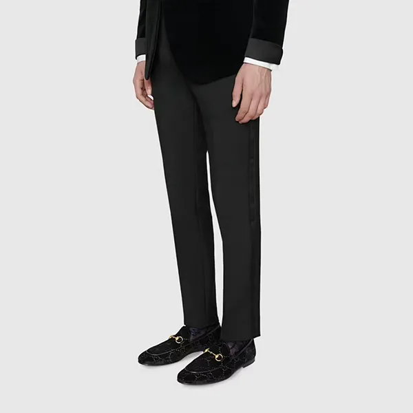 Giày Lười Nam Gucci Jordaan GG Velvet Loafer Black 430088-9JT80-1000 Màu Đen Size 41.5