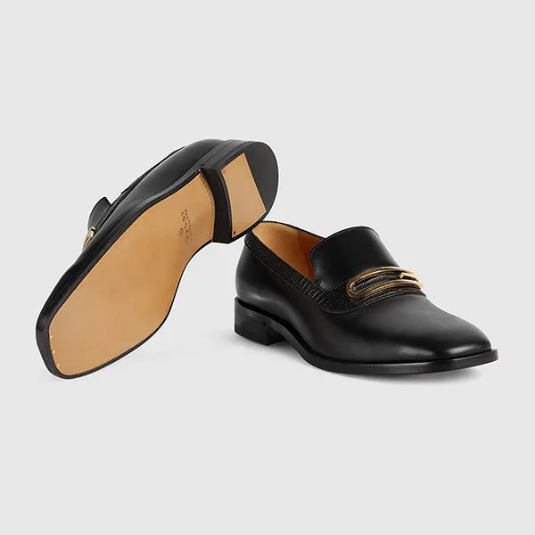 Giày Lười Nam Gucci Loafer With Geometric G 750304AACBM-1000 Màu Đen Size 39