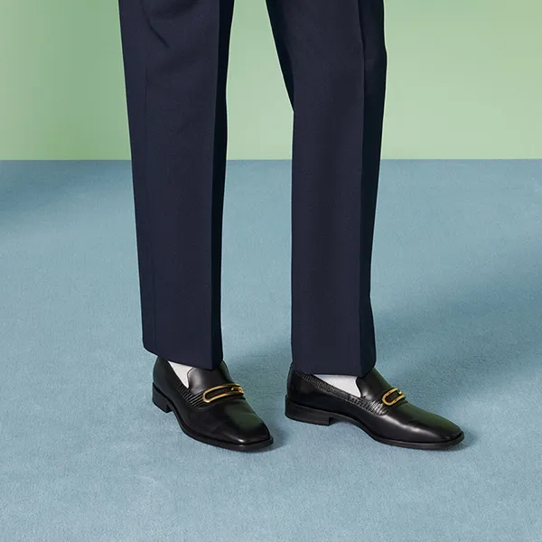 Giày Lười Nam Gucci Loafer With Geometric G 750304AACBM-1000 Màu Đen Size 39