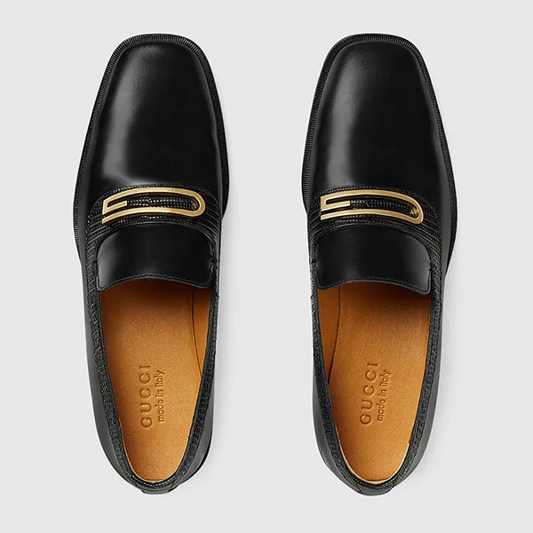 Giày Lười Nam Gucci Loafer With Geometric G 750304AACBM-1000 Màu Đen Size 39