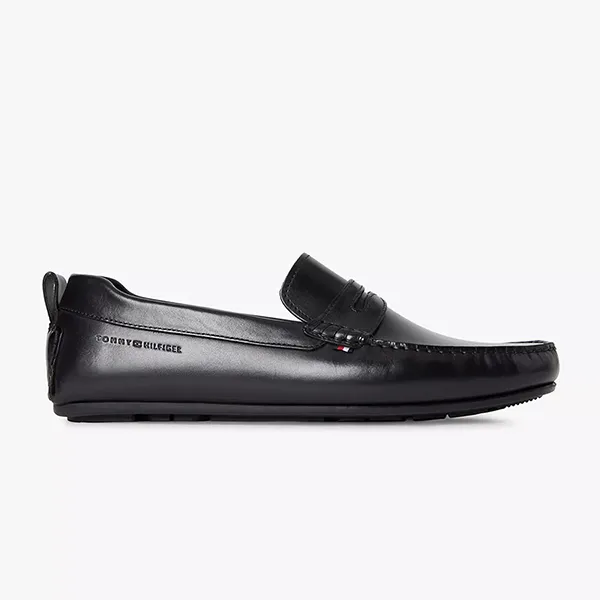Giày Lười Nam Tommy Hilfiger Leather Driving Loafer 05790 Màu Đen Size 40