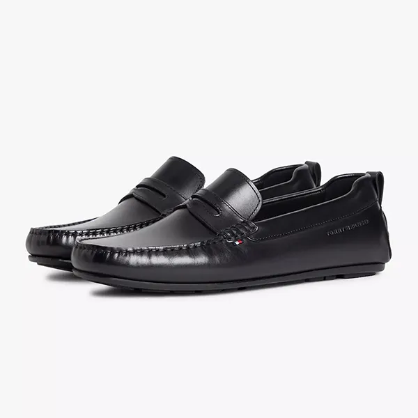 Giày Lười Nam Tommy Hilfiger Leather Driving Loafer 05790 Màu Đen Size 40