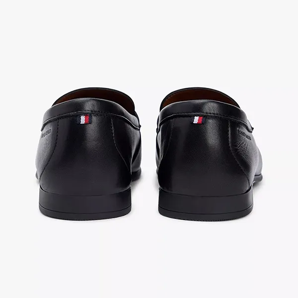 Giày Lười Nam Tommy Hilfiger Leather Loafer 05849 Màu Đen Size 40