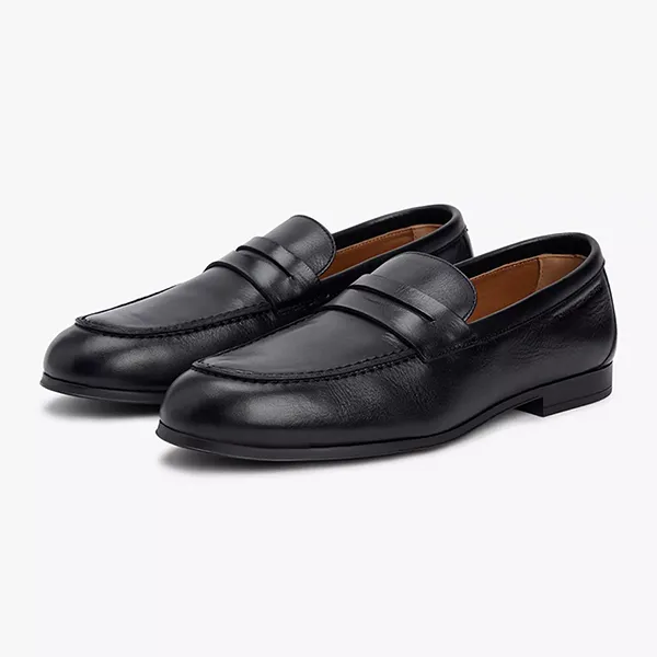 Giày Lười Nam Tommy Hilfiger Leather Loafer 05849 Màu Đen Size 40