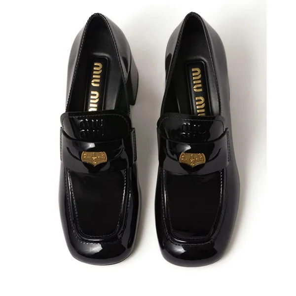 Giày Lười Nữ Miu Miu Leather Penny Loafers Màu Đen