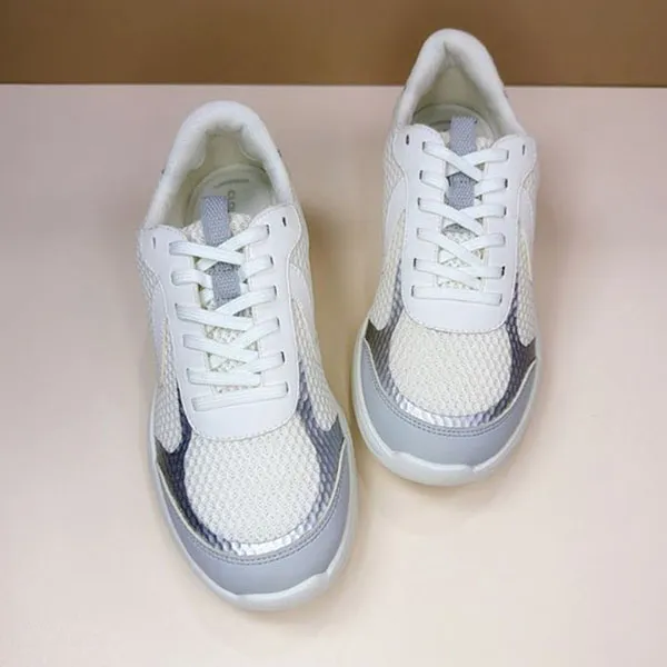 Giày Sneaker Nữ Clarks Woman Lifestyle Walking Ezrinn Tie Combinazione Verde Màu Trắng White/Grey Màu Trắng Xám Size 36