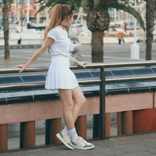 Giày Sneaker Nữ Clarks Woman Lifestyle Walking Ezrinn Tie Combinazione Verde Màu Xanh Trắng Size 37