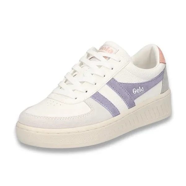 Giày Sneaker Nữ Gola Lifestyle Grandslam Trident Weiss Lavendel Màu Trắng Tím Size 36