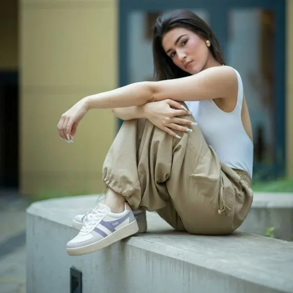 Giày Sneaker Nữ Gola Lifestyle Grandslam Trident Weiss Lavendel Màu Trắng Tím Size 36