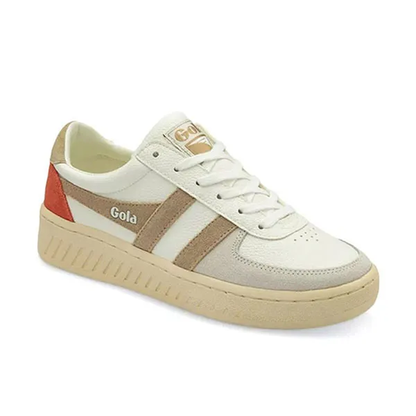 Giày Sneaker Nữ Gola Lifestyle Grandslam Trident White/Bone/Flax Màu Trắng Nâu Size 38
