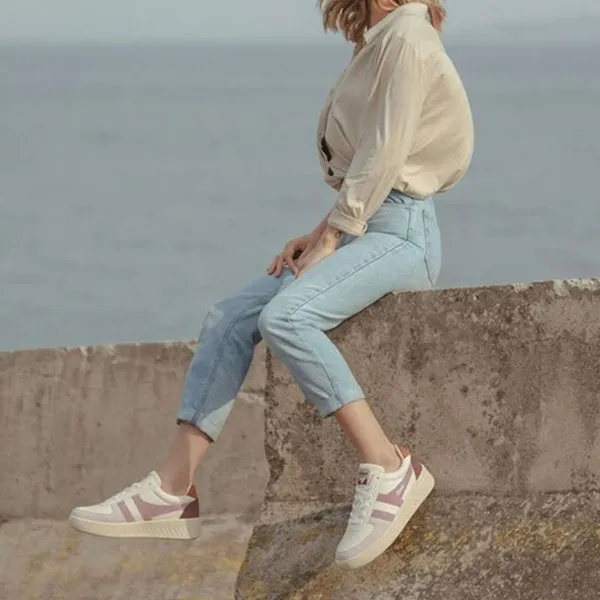 Giày Sneaker Nữ Gola Lifestyle Grandslam Trident White/Candy/Moody Orange Màu Trắng Hồng Size 38