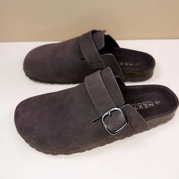 Giày Sục Unisex Next Slip On Mule Next Leather Footbed Clogs Chocolate Brown Màu Nâu Đen Size 37