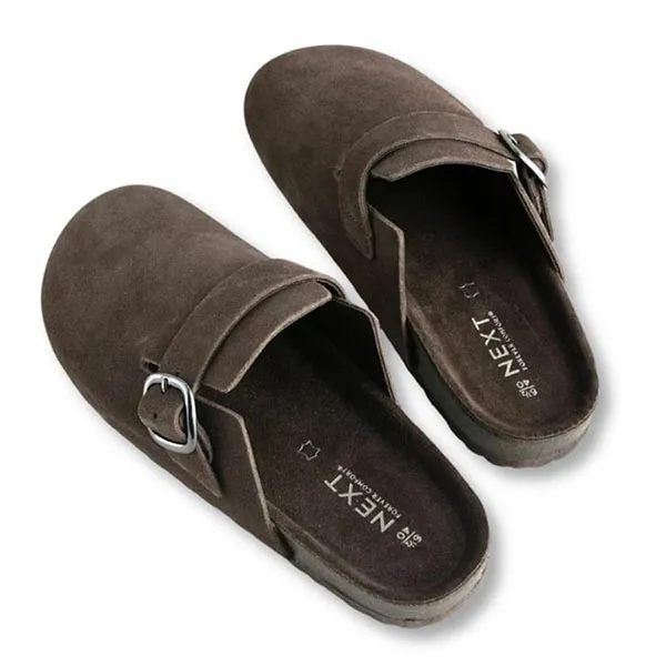 Giày Sục Unisex Next Slip On Mule Next Leather Footbed Clogs Chocolate Brown Màu Nâu Đen Size 37