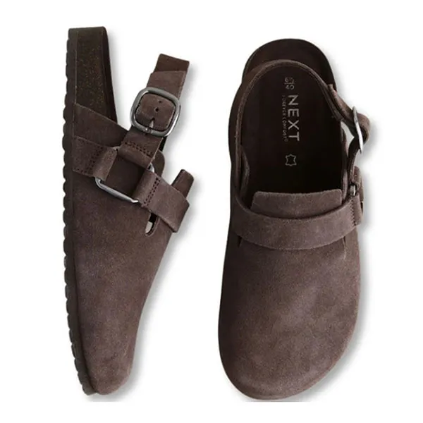 Giày Sục Unisex Next Mule Clogs Brown Forever Comfort Slingback Footbed Shoes Màu Nâu Chocolate Size 37