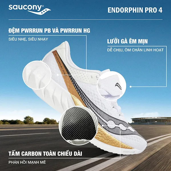 Giày Thể Thao Nam Saucony Endorphin Pro 4 S20939-103 Màu Trắng Size 7 US