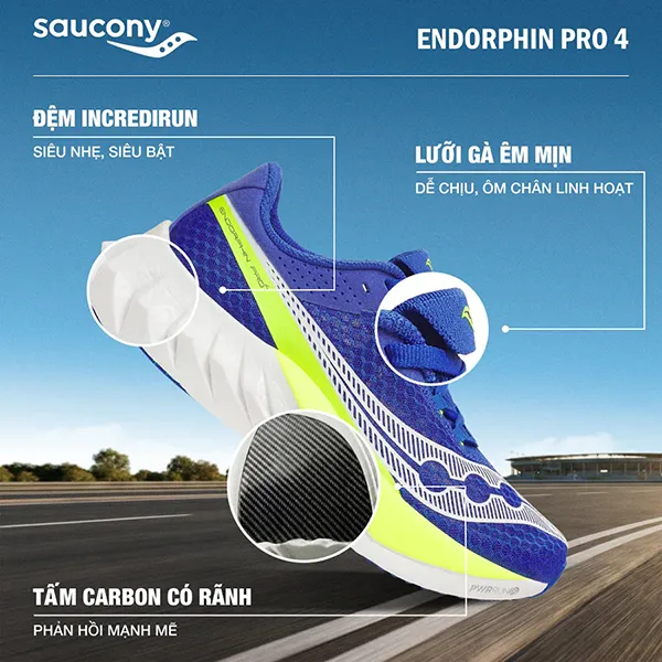 Giày Thể Thao Nam Saucony Endorphin Pro 4 S20939-285 Màu Xanh Dương Size 7.5 US