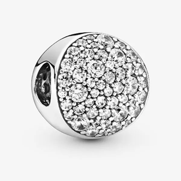 Hạt Vòng Charm Nữ Pandora Abstract Pave Silver Charm With Clear Cubic Zirconia Sterling Silver 79754CZ Màu Bạc