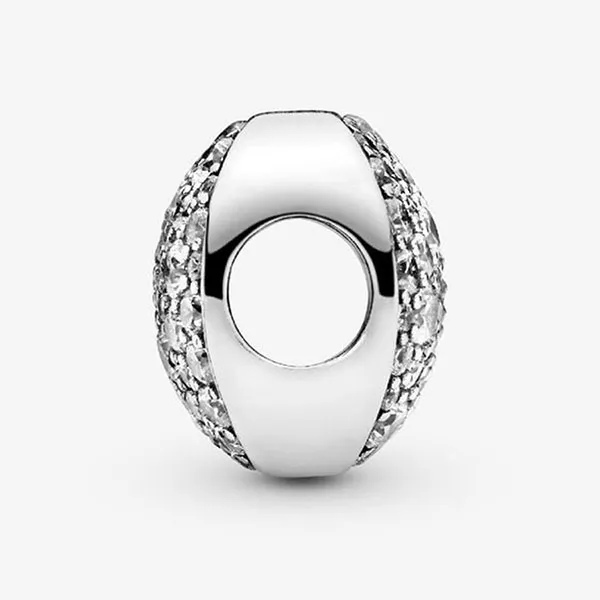 Hạt Vòng Charm Nữ Pandora Abstract Pave Silver Charm With Clear Cubic Zirconia Sterling Silver 79754CZ Màu Bạc