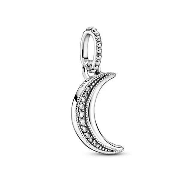 Hạt Vòng Charm Nữ Pandora Moments 399184C01 Sparkling Crescent Moon Pendant Silver Màu Bạc