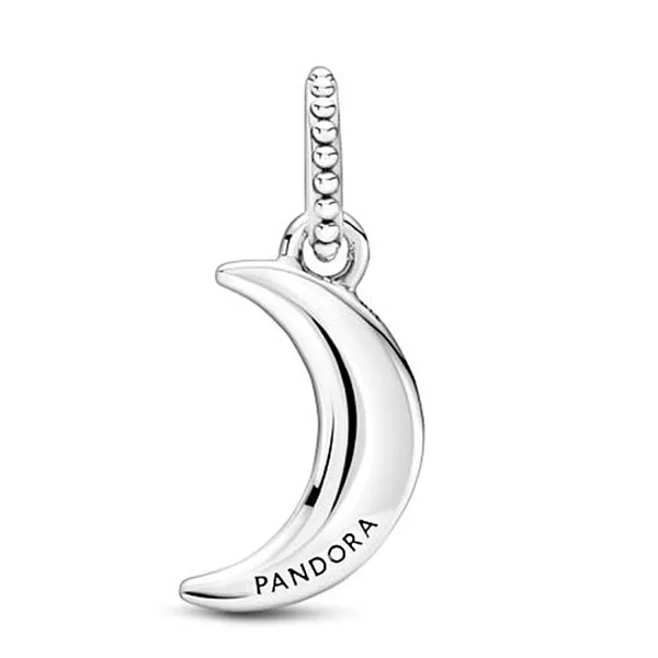 Hạt Vòng Charm Nữ Pandora Moments 399184C01 Sparkling Crescent Moon Pendant Silver Màu Bạc