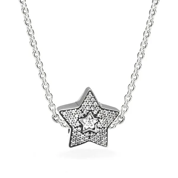 Hạt Vòng Charm Nữ Pandora Pave Wishing Star 791384CZ Màu Bạc