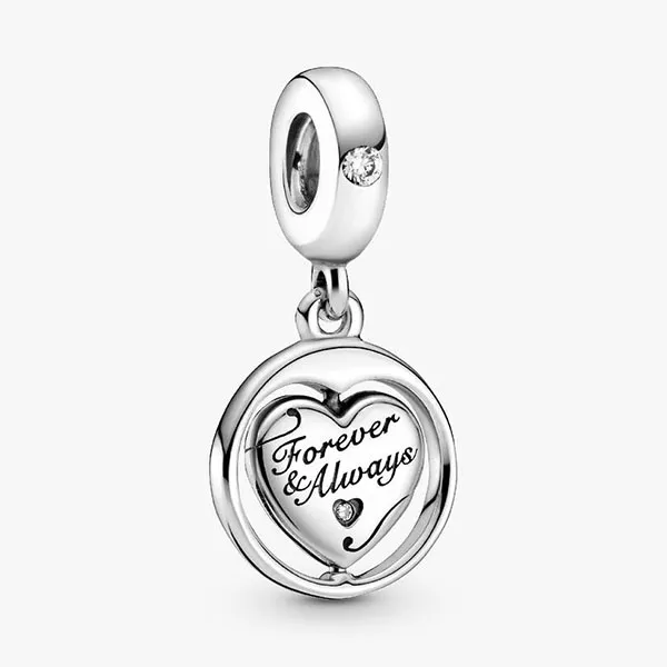 Hạt Vòng Charm Nữ Pandora Spinning Forever & Always Soulmate Dangle Sterling Silver 799266C01 Màu Bạc