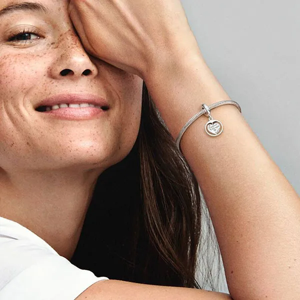Hạt Vòng Charm Nữ Pandora Spinning Forever & Always Soulmate Dangle Sterling Silver 799266C01 Màu Bạc