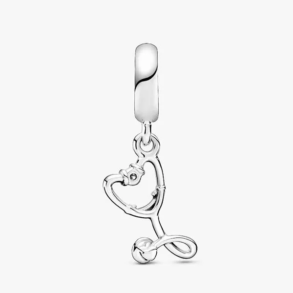 Hạt Vòng Charm Nữ Pandora Stethoscope Heart Dangle Sterling Silver 799072C01 Màu Bạc