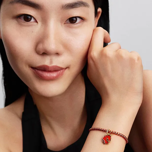 Hạt Vòng Charm Pandora Red Fire Horse Murano Glass Dangle 764431C01 Màu Đỏ