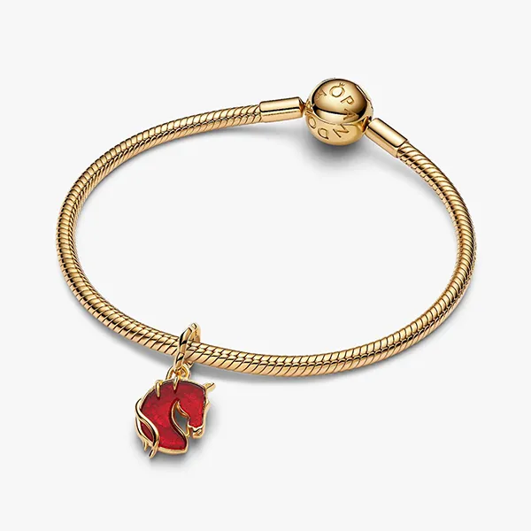 Hạt Vòng Charm Pandora Red Fire Horse Murano Glass Dangle 764431C01 Màu Đỏ