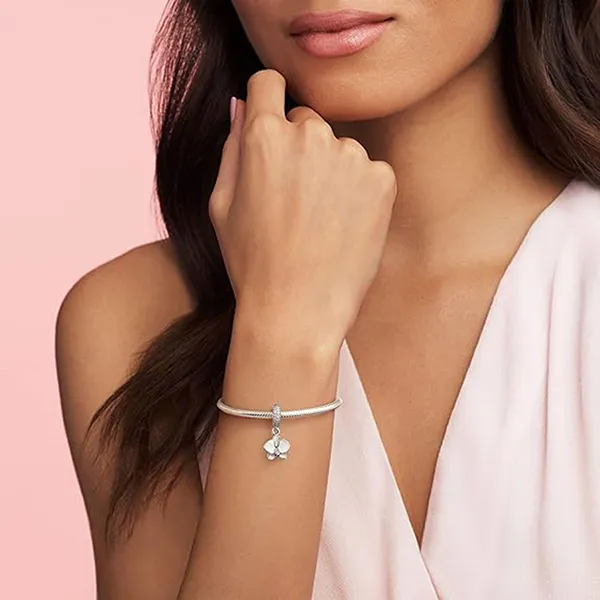 Hạt Vòng Charm Pandora White Orchid Flower 791554EN12 Màu Bạc