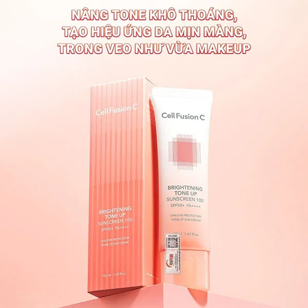 Kem Chống Nắng Nâng Tone Cell Fusion C Brightening Tone Up Sunscreen 100 SPF50+ PA++++ 50ml