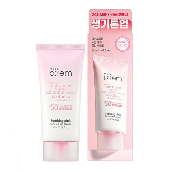 Kem Chống Nắng Nâng Tone Make P:rem Soothing Pink Tone Up Sun Cream SPF50+ PA++++