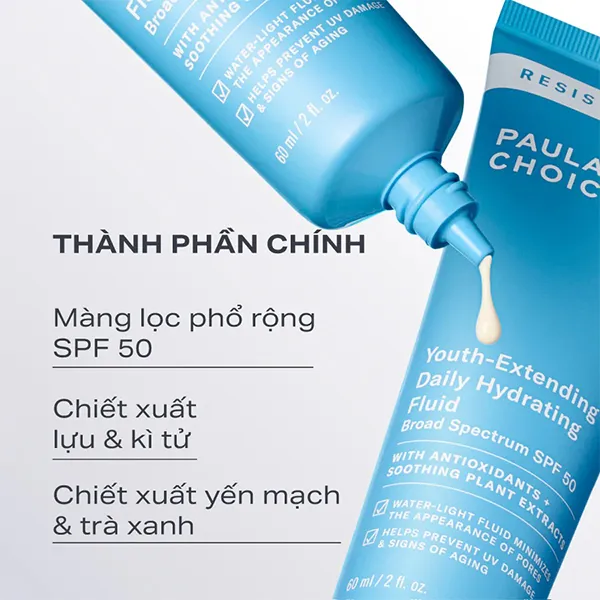 Kem Chống Nắng Paula's Choice Resist Youth Extending Daily Hydrating Fluid Broad Spectrum SPF50 60ml
