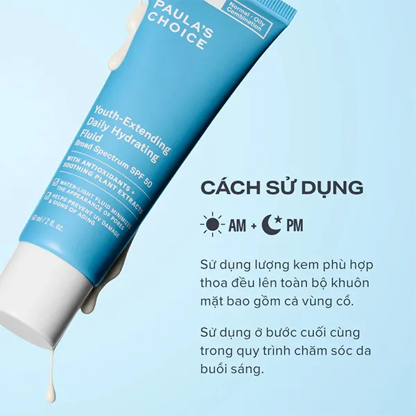 Kem Chống Nắng Paula's Choice Resist Youth Extending Daily Hydrating Fluid Broad Spectrum SPF50 60ml