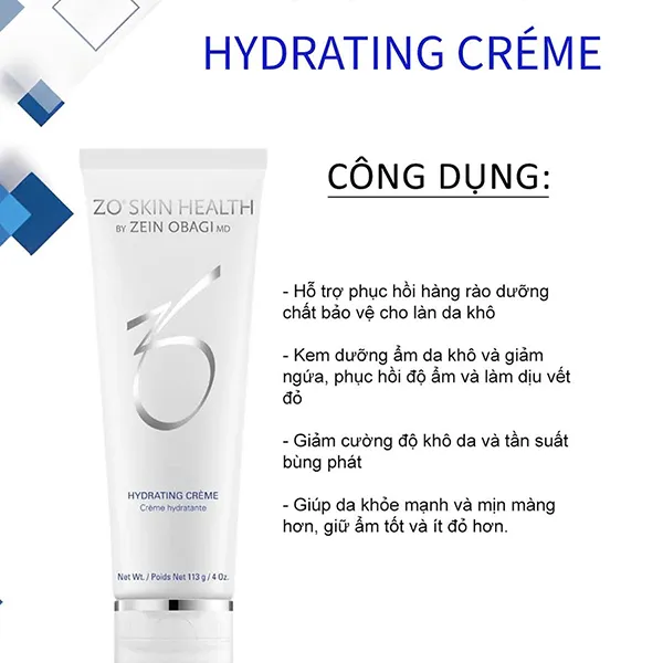 Kem Dưỡng Ẩm Hỗ Trợ Làm Dịu Da, Cấp Ẩm Và Phục Hồi Da Zo Skin Health Zo Hydrating Créme 113g