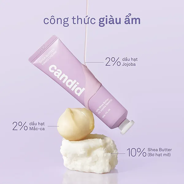 Kem Dưỡng Da Tay Candid Shea Butter Hand Cream 30ml Mềm Mịn