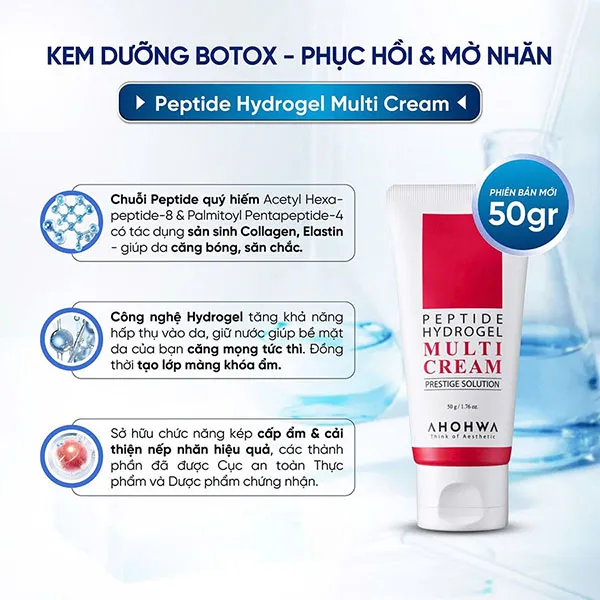 Kem Dưỡng Phục Hồi & Cải Thiện Nếp Nhăn Ahohwa Peptide Hydrogel Multi Cream 50g
