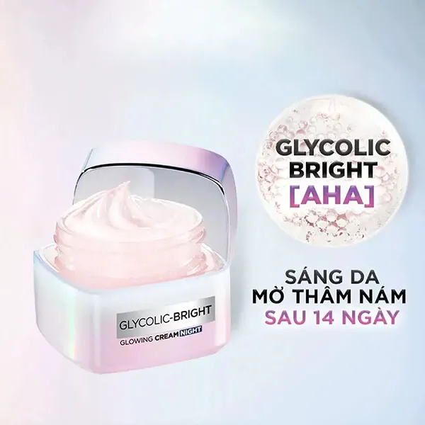Kem Dưỡng Sáng Da Ban Đêm L'Oréal Glycolic Bright Glowing Cream Night 50ml