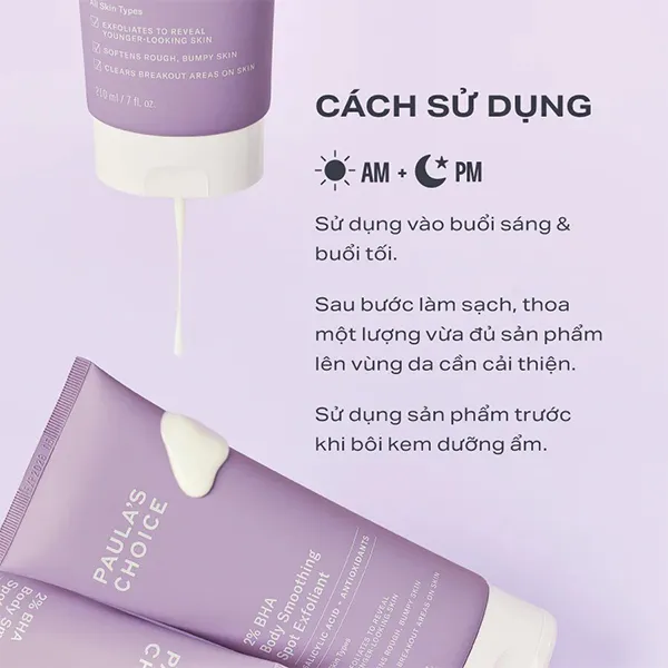 Kem Dưỡng Thể Hỗ Trợ Giảm Mụn Và Làm Mịn Da Paula's Choice 2% BHA Body Smoothing Spot Exfoliant 210ml