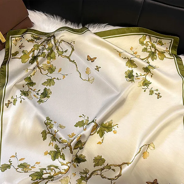 Khăn Choàng Nữ Meri Drunken Vine SC78 Màu Trắng Xanh