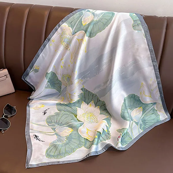 Khăn Choàng Nữ Meri Elegant Lotus SC22 Màu Xanh Xám