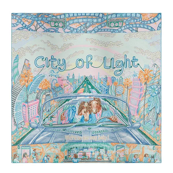Khăn Nữ Hermès City Of Light Scarf 90 H004103S 06 Màu Hồng - Xanh
