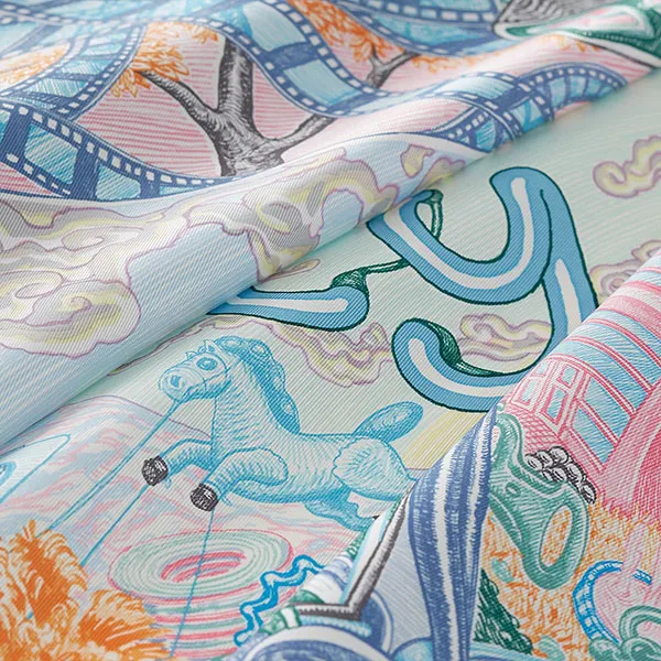 Khăn Nữ Hermès City Of Light Scarf 90 H004103S 06 Màu Hồng - Xanh