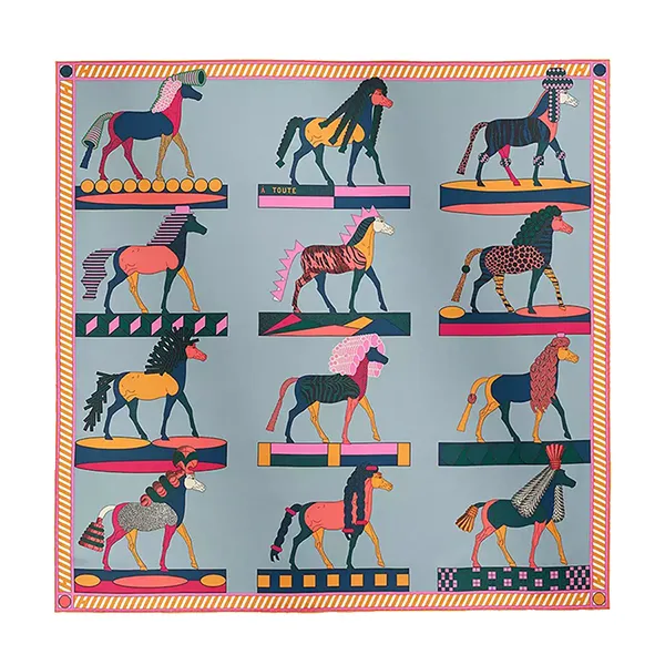 Khăn Lụa Nữ Hermès A Toute Allure Scarf 90 Màu Xanh