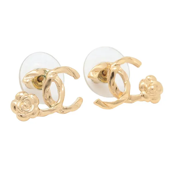 Khuyên Tai Nữ Chanel Coco Mark Camellia A22A Earrings Màu Vàng