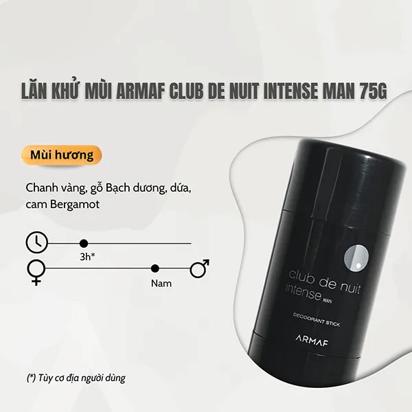 Lăn Khử Mùi Nam Armaf Club De Nuit Intense Man deodorant Stick 75g