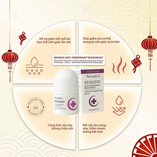 Lăn Khử Mùi Pharmaform Sensido Anti-Perspirant Deodorant 30ml