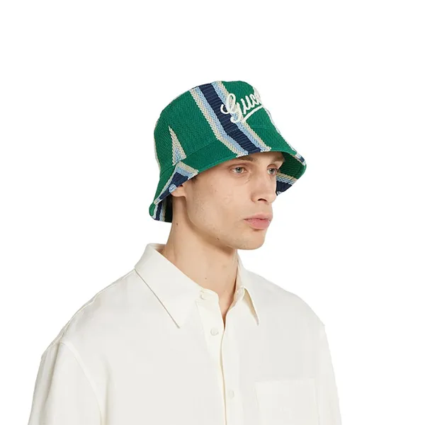 Mũ Gucci Striped Bucket Hat With Embroidery Màu Xanh Green Size S